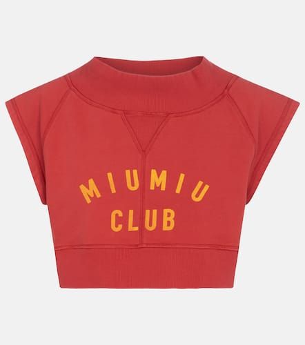 Crop top de algodón con logo - Miu Miu - Modalova