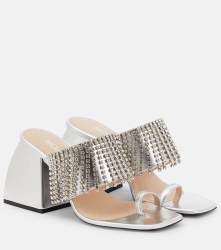 Sandali in pelle metallizzata con cristalli - Nodaleto - Modalova
