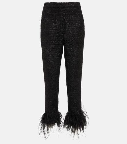 Jourdan feather-trimmed bouclÃ© pants - Rebecca Vallance - Modalova