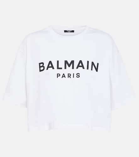 Logo cotton jersey cropped T-shirt - Balmain - Modalova