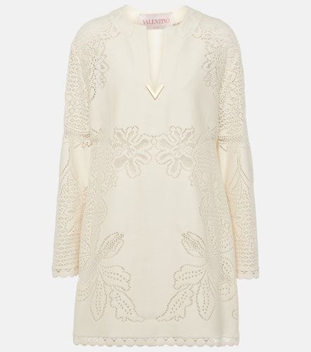 Guipure lace-trimmed cotton-blend minidress - Valentino - Modalova