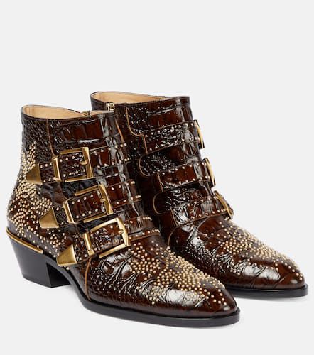 ChloÃ© Susan croc-effect leather ankle boots - Chloe - Modalova