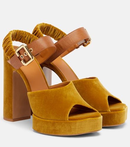 ChloÃ© Aria 95 velvet platform sandals - Chloe - Modalova