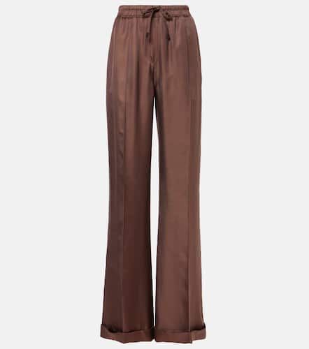 Pantalones anchos de sarga de seda - Tom Ford - Modalova