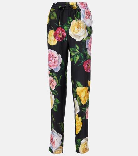 Floral silk straight pants - Dolce&Gabbana - Modalova