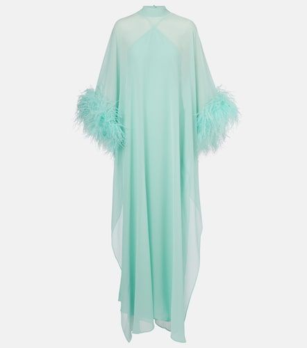 Caftán Penelope de seda con plumas - Taller Marmo - Modalova