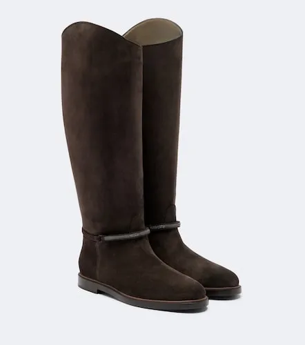 Monili suede knee-high boots - Brunello Cucinelli - Modalova