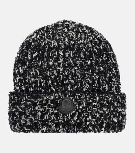 Logo wool and cotton-blend beanie - Moncler - Modalova