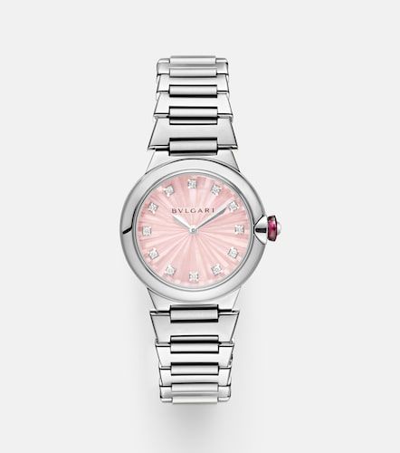Reloj Lvcea de 28 mm de acero inoxidable con diamantes - Bvlgari - Modalova