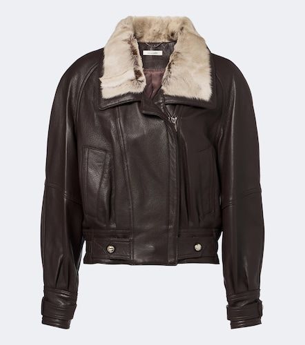 Giacca in pelle con shearling - Jacques Wei - Modalova