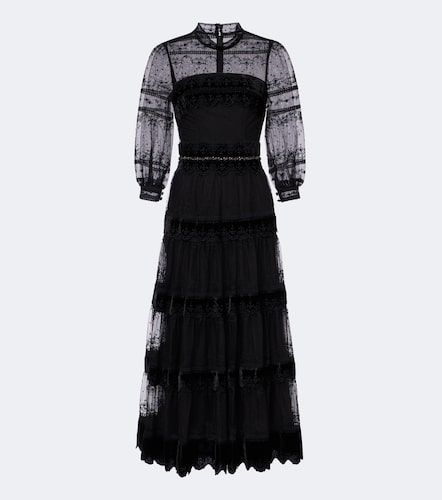 Verziertes Cocktailkleid aus Spitze mit Samt - Costarellos - Modalova