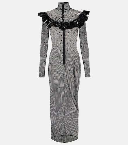 Abito midi in mesh con cristalli - Alessandra Rich - Modalova