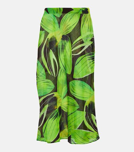 Printed cotton and silk georgette midi skirt - Louisa Ballou - Modalova