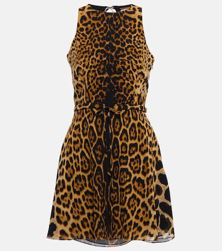 Leopard-print silk georgette minidress - Saint Laurent - Modalova