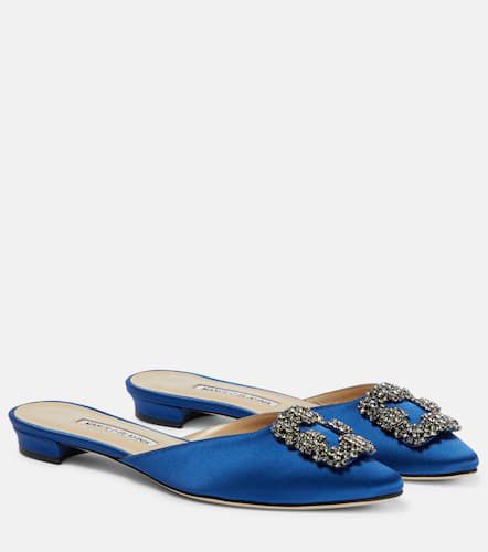 Hangisimuflat embellished satin mules - Manolo Blahnik - Modalova