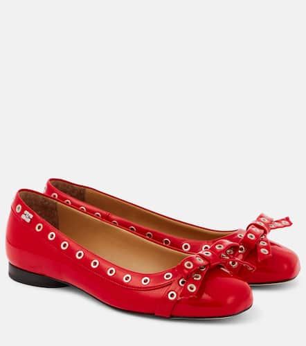 Bow-detail faux leather ballet flats - Ganni - Modalova