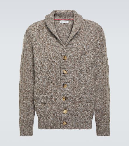 Cardigan in lana e cashmere a trecce - Brunello Cucinelli - Modalova