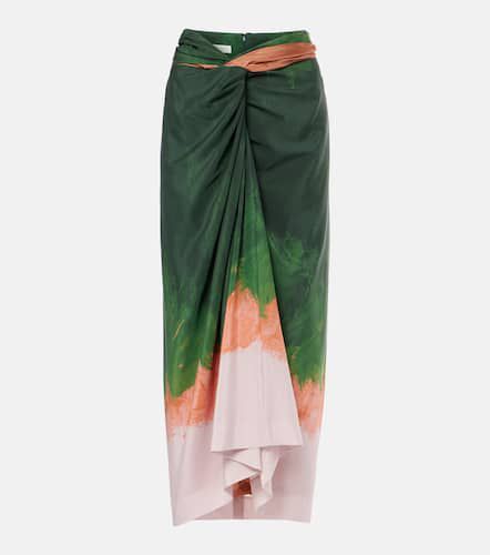 Draped printed silk-blend midi skirt - Dries Van Noten - Modalova