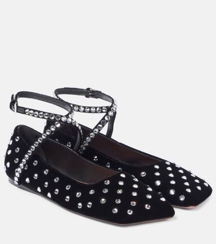 Ane Crystal lace-up velvet ballet flats - Amina Muaddi - Modalova