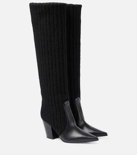 Leather-trimmed knee-high boots - Gianvito Rossi - Modalova