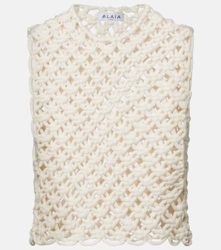 AlaÃ¯a Open-knit cotton-blend top - Alaia - Modalova
