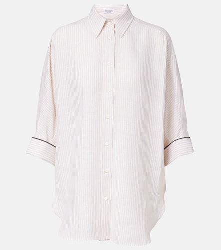 Camisa oversized de lino con cuentas Monili - Brunello Cucinelli - Modalova