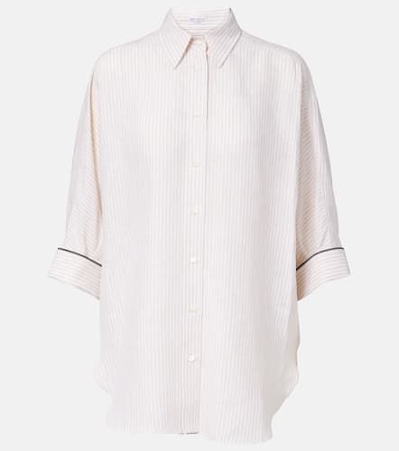 Monili striped oversized linen shirt - Brunello Cucinelli - Modalova