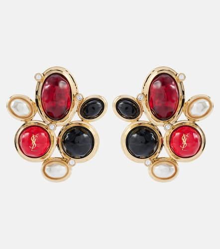 Cassandre embellished clip-on earrings - Saint Laurent - Modalova