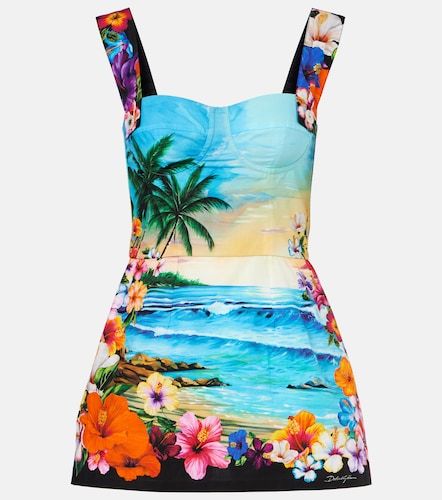 Vestido corto de algodón estampado - Dolce&Gabbana - Modalova