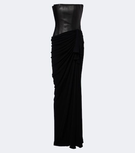 Draped leather and jersey corset gown - Alex Perry - Modalova