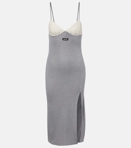 Vestido midi de jersey de seda con encaje - Miu Miu - Modalova