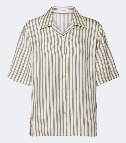 Meandros striped silk twill shirt - Versace - Modalova