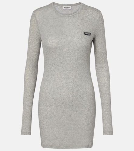 Vestido corto de jersey de algodón - Miu Miu - Modalova