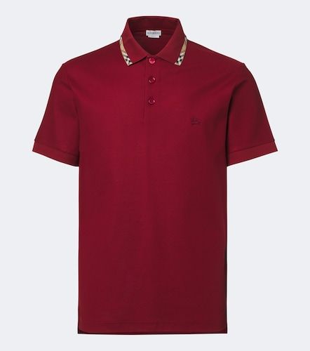 Polo de piqué de algodón con Check - Burberry - Modalova