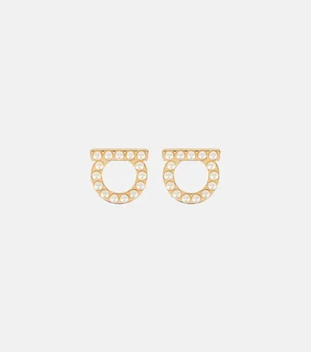 Gancini faux pearl-embellished earrings - Ferragamo - Modalova