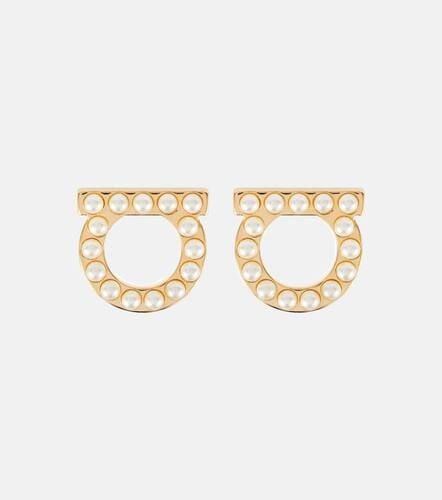 Gancio faux pearl-embellished earrings - Ferragamo - Modalova