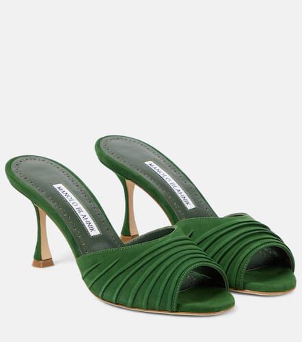 Pantoletten Pirua aus Veloursleder - Manolo Blahnik - Modalova