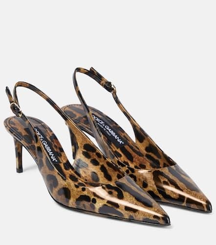 Lollo printed leather slingback pumps - Dolce&Gabbana - Modalova