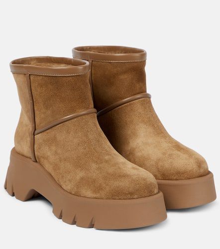 Shearling-lined suede ankle boots - Gianvito Rossi - Modalova
