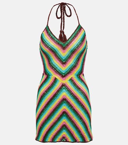 Vestido corto de croché de algodón a rayas - Anna Kosturova - Modalova
