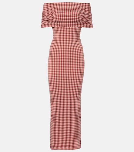 Gingham off-shoulder maxi dress - Alaia - Modalova