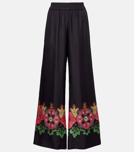 Printed silk twill palazzo pants - La DoubleJ - Modalova