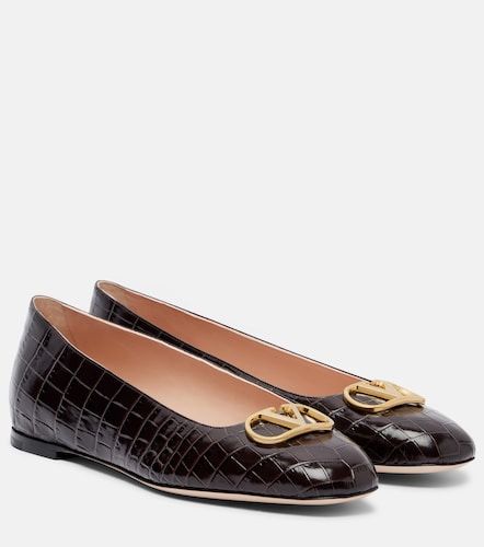 VLogo croc-effect leather ballet flats - Valentino Garavani - Modalova