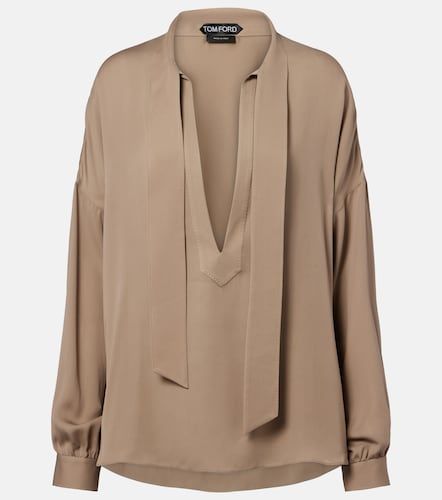 Blusa de georgette de seda con lazada - Tom Ford - Modalova