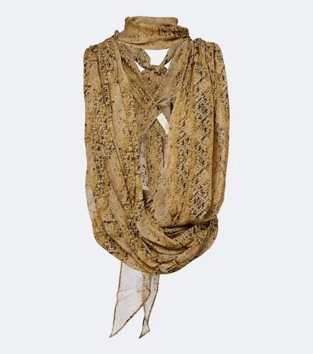 Isolde draped snake-print georgette top - De La Vali - Modalova