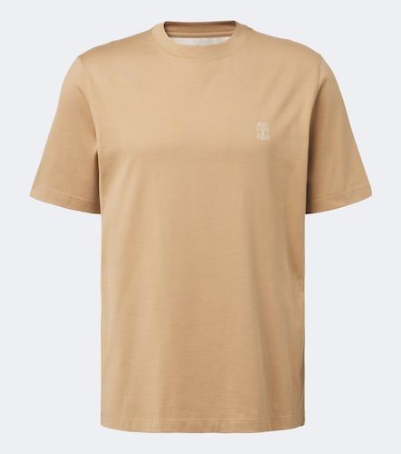 T-shirt in jersey di cotone con logo - Brunello Cucinelli - Modalova