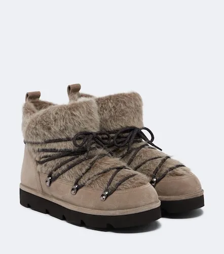 Monili shearling and suede snow boots - Brunello Cucinelli - Modalova
