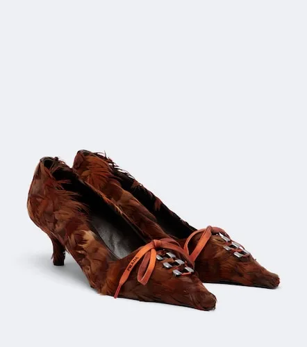 Prada Salones de satén con plumas - Prada - Modalova
