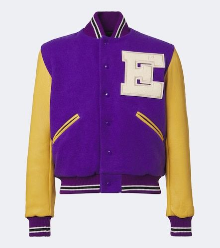 Leather-trimmed wool-blend bomber jacket - ERL - Modalova