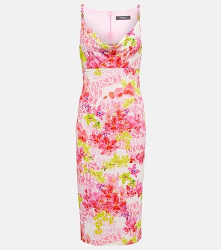 Abito midi in crêpe con stampa - Versace - Modalova